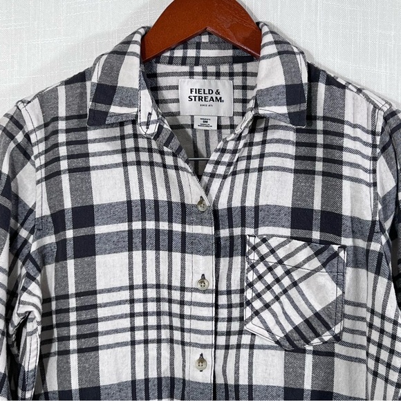 Field & Stream Button Down Cotton Blend Flannel Shirt Top Size S - Picture 2 of 12